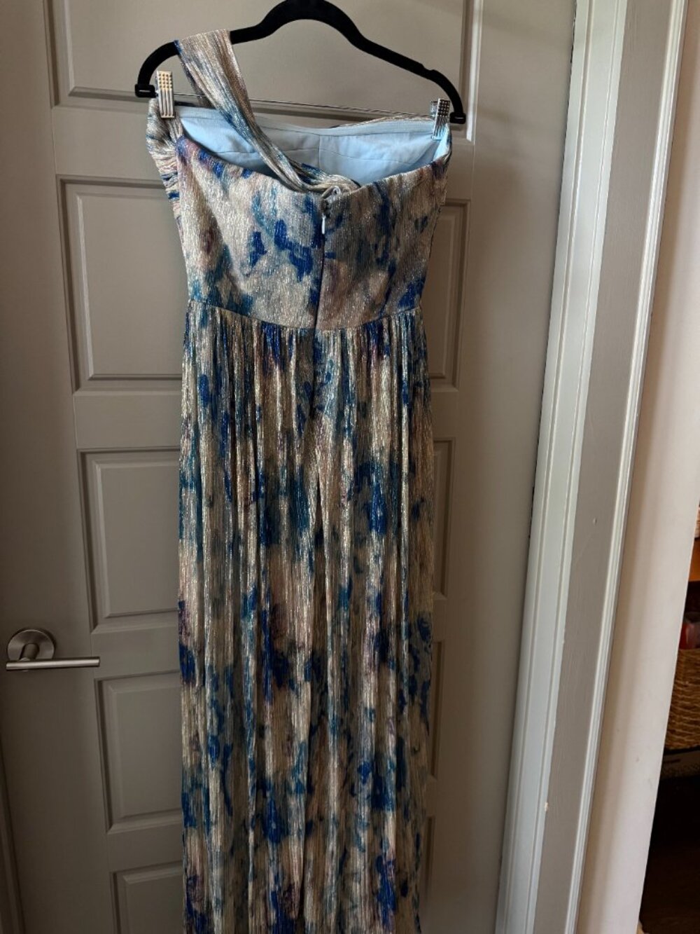 Dress the Population / Metallic Floral Print One-Shoulder Gown / Women's Medium - Picture 6 of 9